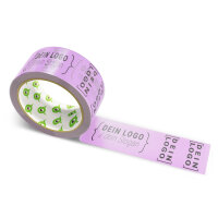 PVC-adhesive tape with logo print - 1-color - 66 m light purple - CMYK 8/37/0/14