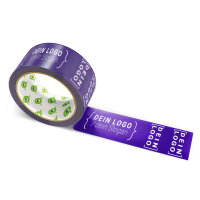 PVC-adhesive tape with logo print - 1-color - 66 m dark violet - CMYK 65/100/0/56