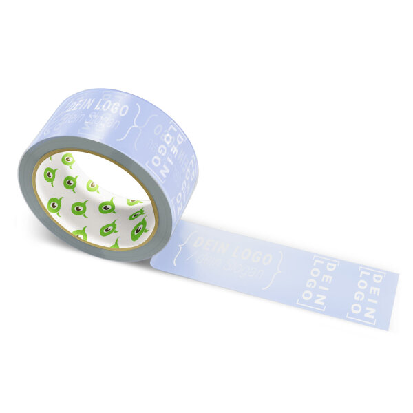 PVC-adhesive tape with logo print - 1-color - 66 m light lavender - CMYK 31/24/0/10