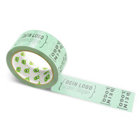 PVC-adhesive tape with logo print - 1-color - 66 m light mint green - CMYK 27/0/18/15