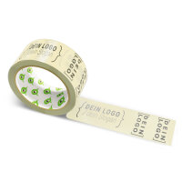 PVC-adhesive tape with logo print - 1-color - 66 m pale yellow - CMYK 0/5/26/5