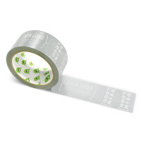 PVC-adhesive tape with logo print - 1-color - 66 m bleigrey - CMYK 2/0/0/36
