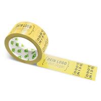 Paper-adhesive tape with logo print - 1-color - 50 m yellow - CMYK 0/22/73/0