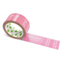 Paper-adhesive tape with logo print - 1-color - 50 m light pink - CMYK 0/56/40/12