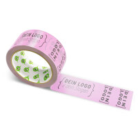 Paper-adhesive tape with logo print - 1-color - 50 m light pink - CMYK 0/38/13/6