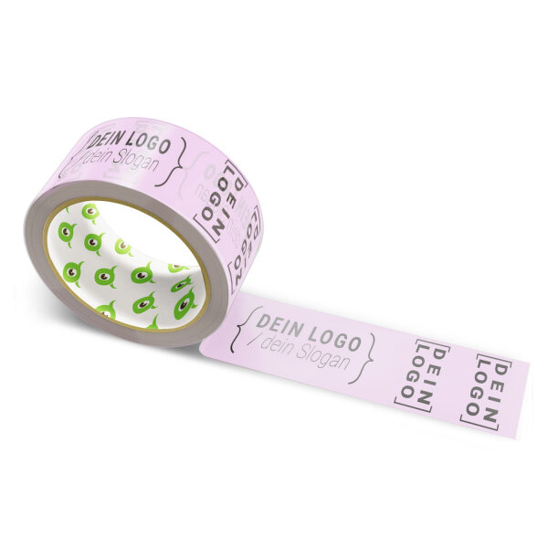 Paper-adhesive tape with logo print - 1-color - 50 m light purple - CMYK 0/19/2/9