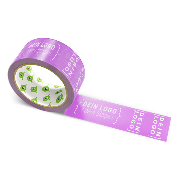Paper-adhesive tape with logo print - 1-color - 50 m dark purple - CMYK 13/60/0/22