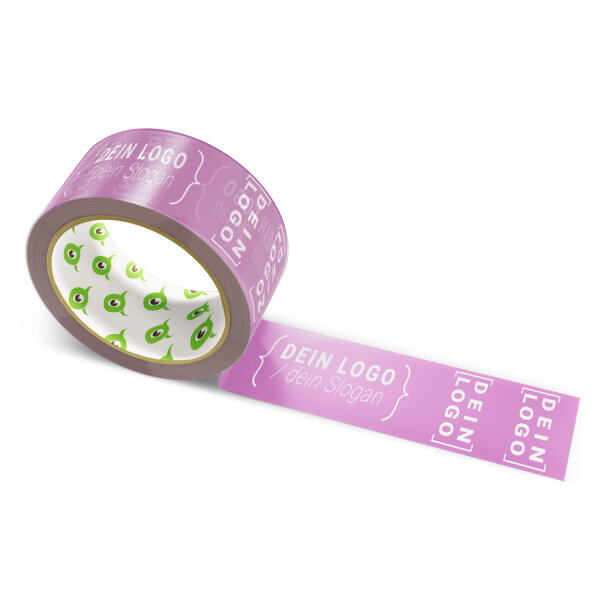 Paper-adhesive tape with logo print - 1-color - 50 m light pink - CMYK 0/44/8/37