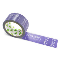 Paper-adhesive tape with logo print - 1-color - 50 m dark lavender - CMYK 42/51/0/48