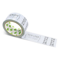 Paper-adhesive tape with logo print - 1-color - 50 m very light lavender - CMYK 14/10/0/8