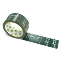 Paper-adhesive tape with logo print - 1-color - 50 m very dark green - CMYK 50/0/17/81