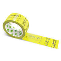Paper-adhesive tape with logo print - 1-color - 50 m bright yellow - CMYK 0/2/89/8