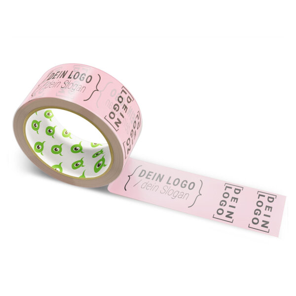 PP-adhesive tape with logo print - 1-color - 66 m pale pink - RGB (252, 174, 187) - best value