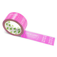 PP-adhesive tape with logo print - 1-color - 66 m bright pink - RGB (255, 62, 181) - best value