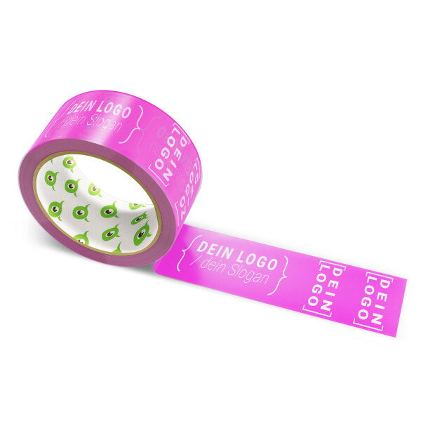 PP-adhesive tape with logo print - 1-color - 66 m dark pink - RGB (234, 39, 194) - best value