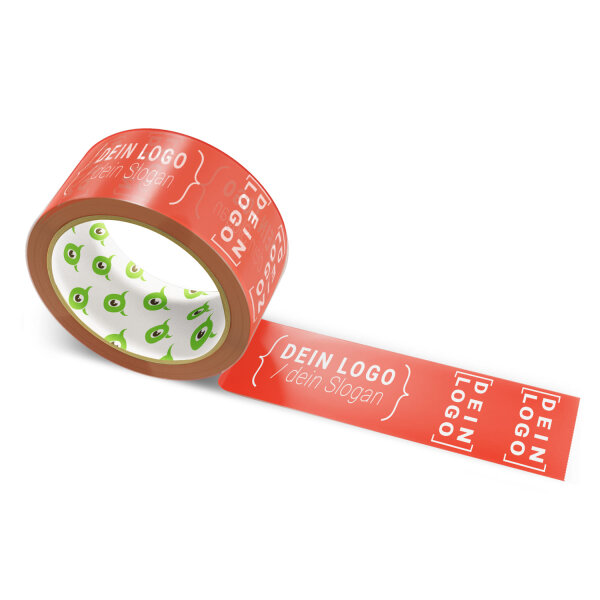 PP-adhesive tape with logo print - 1-color - 66 m bright red - RGB (218, 41, 28) - best value