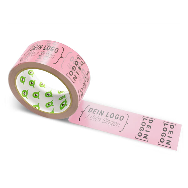 PP-adhesive tape with logo print - 1-color - 66 m light pink - RGB (248, 144, 165) - best value