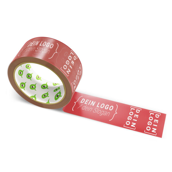 PP-adhesive tape with logo print - 1-color - 66 m dark red - RGB (158, 42, 47) - best value