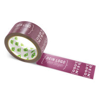 PP-adhesive tape with logo print - 1-color - 66 m dark pink - RGB (97, 33, 65) - best value