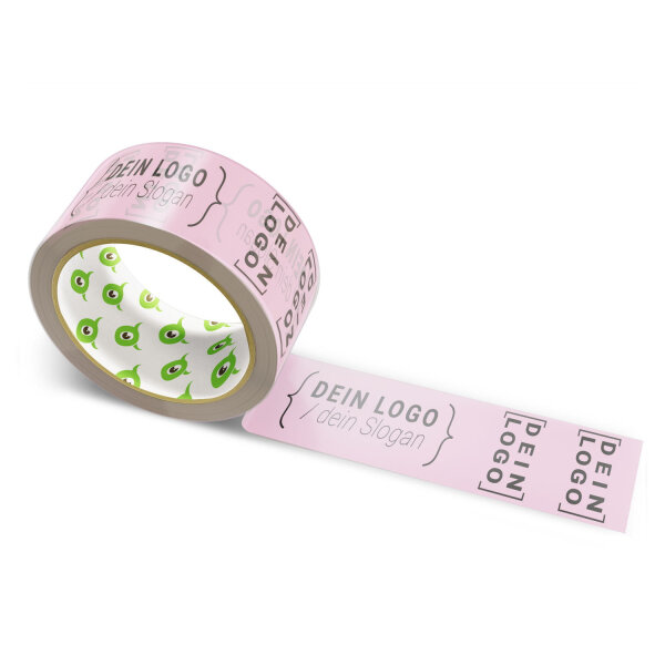 PP-adhesive tape with logo print - 1-color - 66 m light pink - RGB (220, 169, 191) - best value