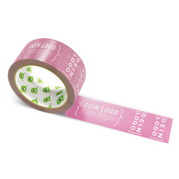 PP-adhesive tape with logo print - 1-color - 66 m light pink - RGB (181, 92, 128) - best value