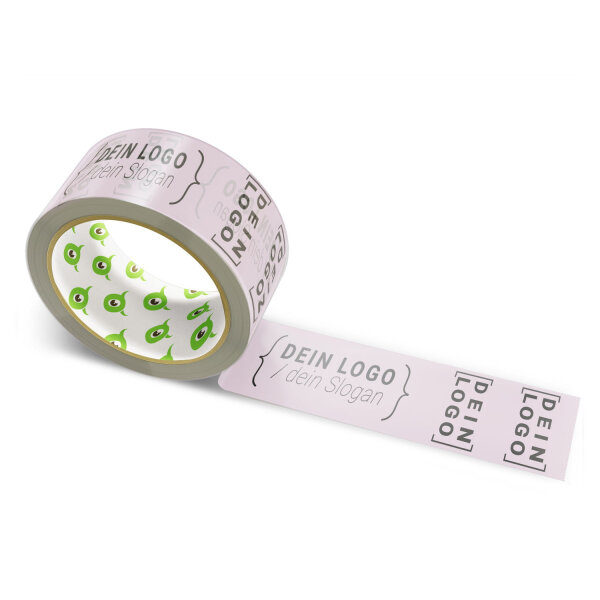 PP-adhesive tape with logo print - 1-color - 66 m light pink - RGB (198, 176, 188) - best value