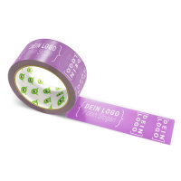 PP-adhesive tape with logo print - 1-color - 66 m dark orchid - RGB (140, 71, 153) - best value