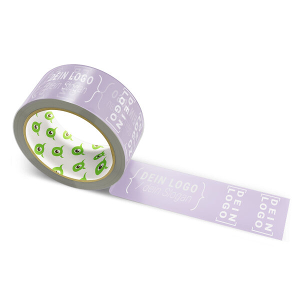 PP-adhesive tape with logo print - 1-color - 66 m medium purple - RGB (161, 146, 178) - best value