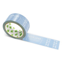 PP-adhesive tape with logo print - 1-color - 66 m light blue - RGB (125, 155, 193) - best value