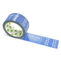 PP-adhesive tape with logo print - 1-color - 66 m dark blue - RGB (58, 93, 174) - best value