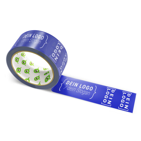 PP-adhesive tape with logo print - 1-color - 66 m dark blue - RGB (23, 28, 143) - best value