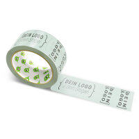 PP-adhesive tape with logo print - 1-color - 66 m light sea green - RGB (183, 205, 194) - best value