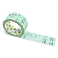 PP-adhesive tape with logo print - 1-color - 66 m pale turquoise - RGB (155, 227, 191) - best value