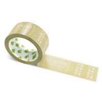 PP-adhesive tape with logo print - 1-color - 66 m khaki - RGB (179, 163, 105) - best value