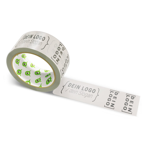PP-adhesive tape with logo print - 1-color - 66 m light taupe - RGB (196, 188, 183) - best value