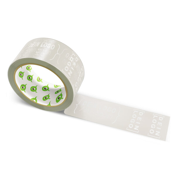 PP-adhesive tape with logo print - 1-color - 66 m warm gray - RGB (191, 184, 175) - best value