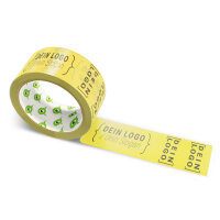 PVC-adhesive tape with logo print - 1-color - 66 m light yellow - RGB (243, 208, 62)