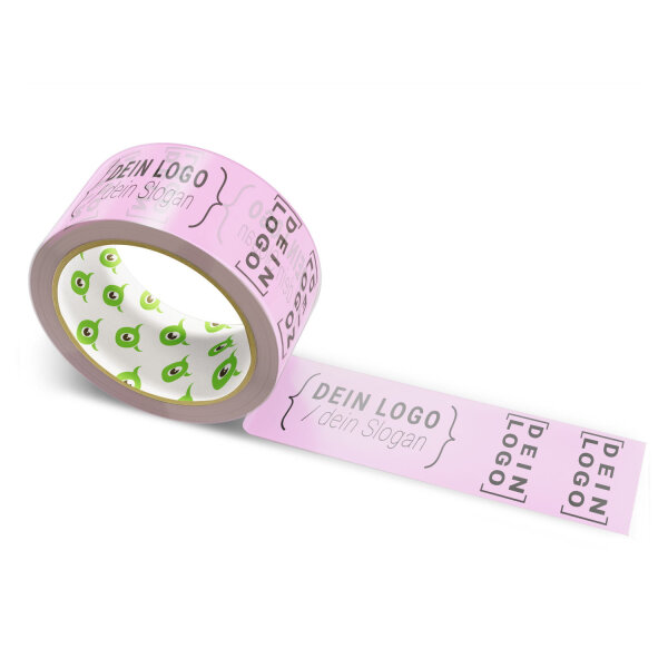 PVC-adhesive tape with logo print - 1-color - 66 m light purple - RGB (241, 167, 220)