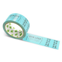 PVC-adhesive tape with logo print - 1-color - 66 m light turquoise - RGB (104, 210, 223)