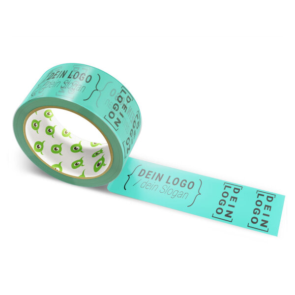 PVC-adhesive tape with logo print - 1-color - 66 m light turquoise - RGB (64, 193, 172)