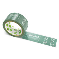 PVC-adhesive tape with logo print - 1-color - 66 m dark olive green - RGB (67, 105, 91)