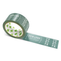 PVC-adhesive tape with logo print - 1-color - 66 m dark olive green - RGB (62, 93, 88)