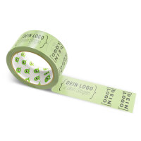 PVC-adhesive tape with logo print - 1-color - 66 m pale foliage green - RGB (169, 196, 127)