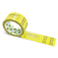 PVC-adhesive tape with logo print - 1-color - 66 m yellow - RGB (234, 218, 36)