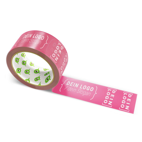 Paper-adhesive tape with logo print - 1-color - 50 m dark pink - RGB (198, 54, 99)