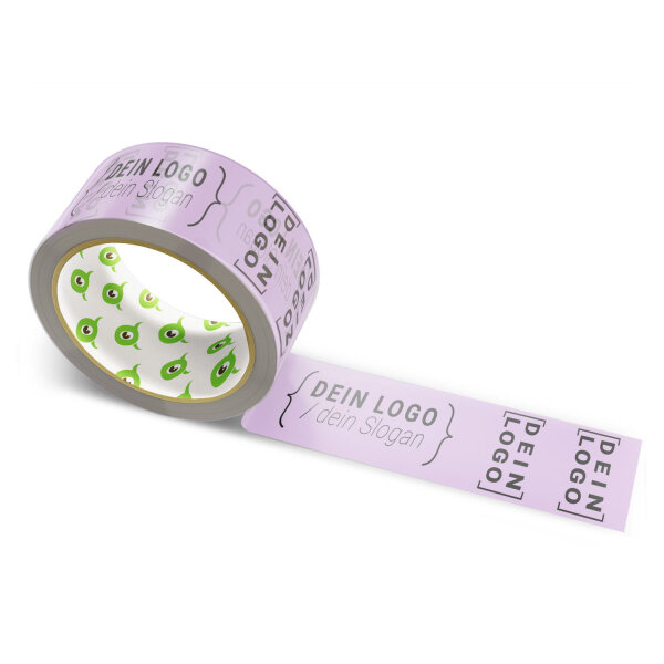 Paper-adhesive tape with logo print - 1-color - 50 m light pink - RGB (186, 156, 197)