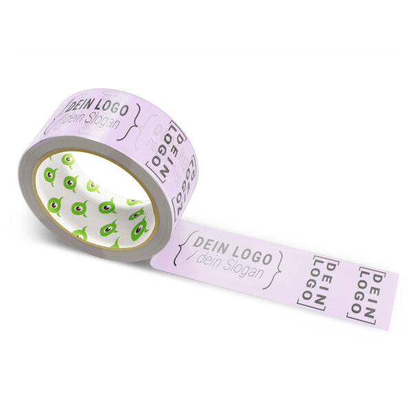 Paper-adhesive tape with logo print - 1-color - 50 m light purple - RGB (215, 185, 228)