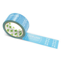 Paper-adhesive tape with logo print - 1-color - 50 m light blue - RGB (70, 152, 203)