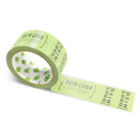 Paper-adhesive tape with logo print - 1-color - 50 m pale lime green - RGB (183, 221, 121)