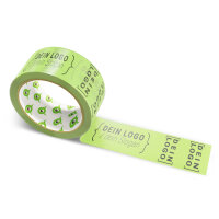 Paper-adhesive tape with logo print - 1-color - 50 m bright lime green - RGB (164, 214, 94)